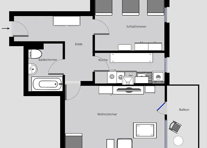 Work & Mit Balkon Appartement *